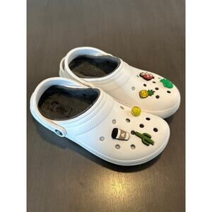 Crocs Dual Comfort Lined Slip On Clogs Womens 9 Men’s 7 with charms Size Unisex